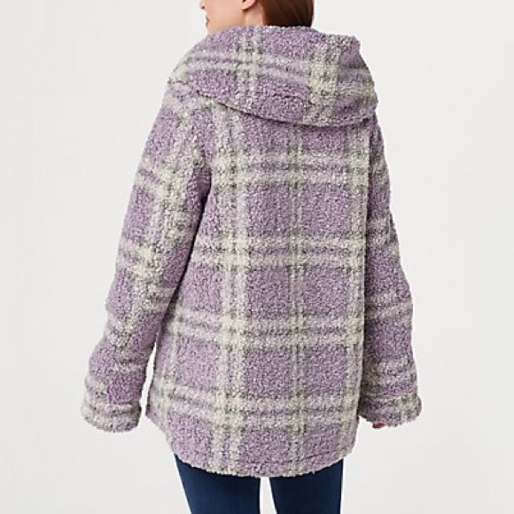 Centigrade Button Closure Reversible Plaid Sherpa Jacket - Picture 5 of 8